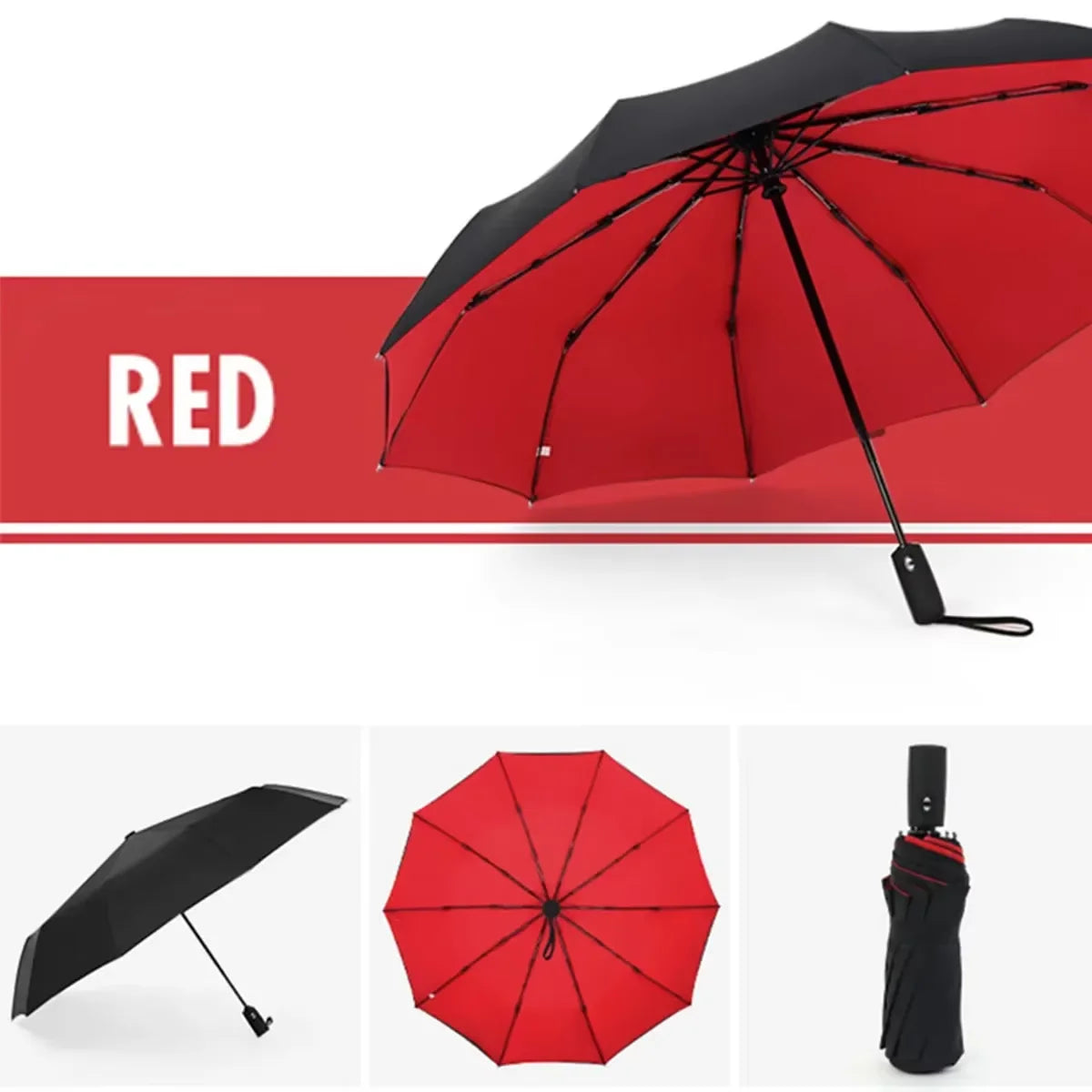 Double-layer Automatic 10-bone Rain and Sun Umbrella Windproof Sunscreen Rain and Sunshine Dual-use Business Folding Umbrella