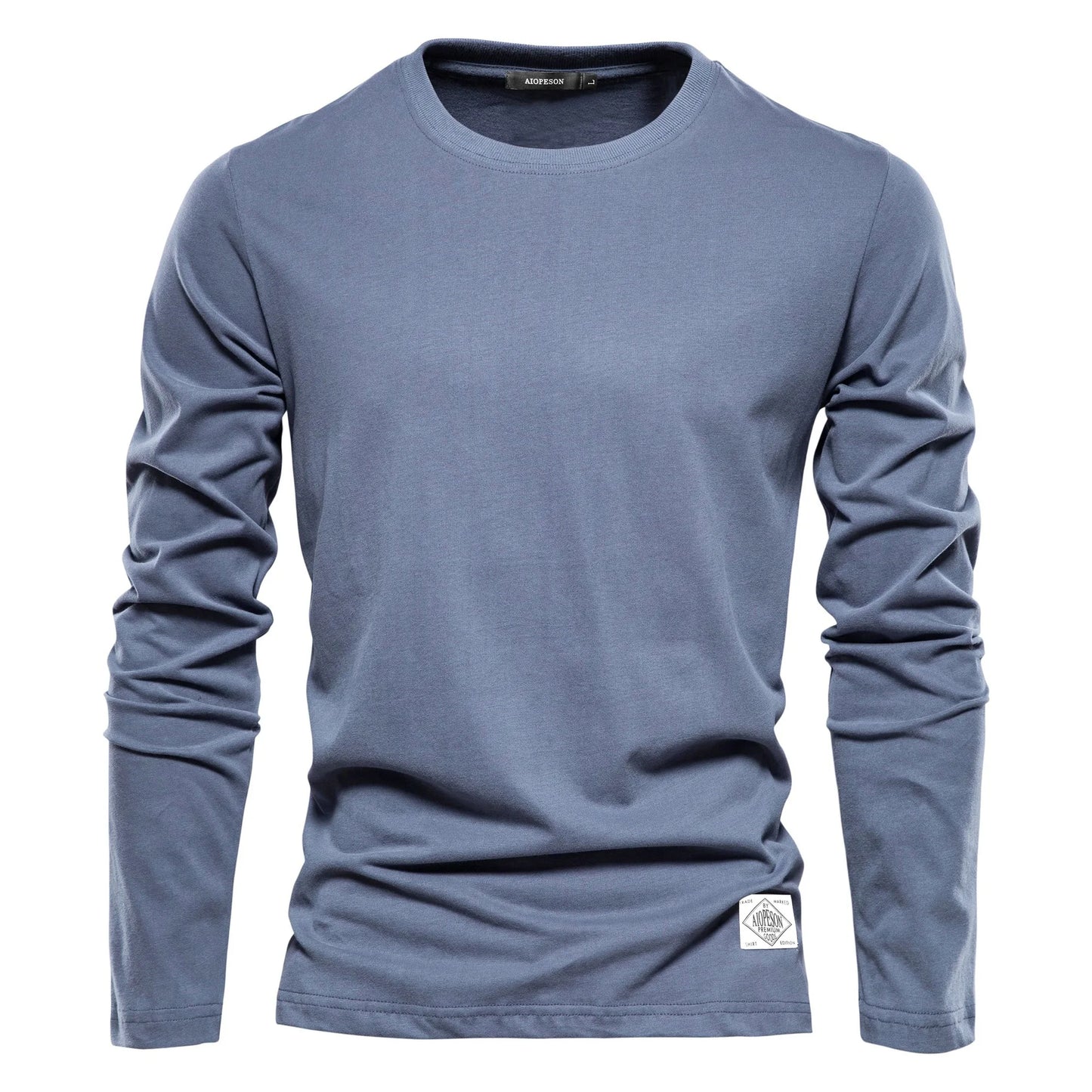 2025 White Men‘s T-shirts 100% Cotton Long Sleeve Casual Tops Solid Color High Quality Black T-Shirt Spring Autumn Men Clothing