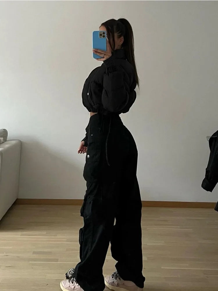 TARUXY Multiple Pockets Cargo Pants For Women Loose High Waist Fashion Sweatpants Women's Baggy Streetwear Pant Woman Trousers