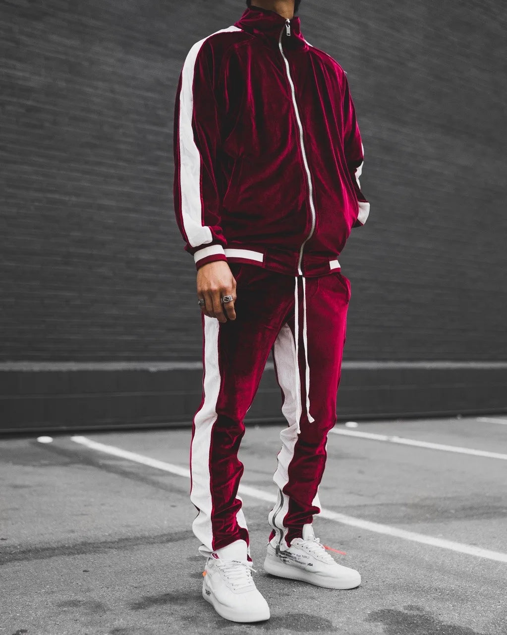 Men's Fall Winter Casual Wear 4-Season Sportswear Gold Velvet Suit Jacket Long Pants Fashion Thermal Outdoor Streetwear Clothing
