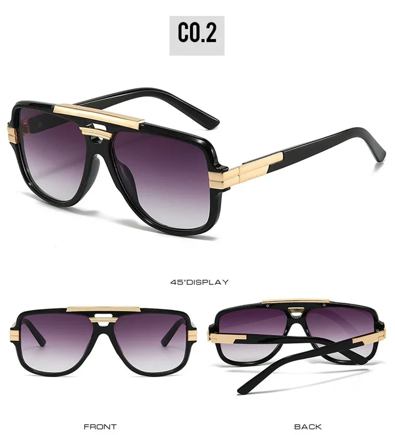SO&EI Retro Square Double Bridges Men Sunglasses Fashion Brand Designer Shades UV400 Women Gradient Sun Glasses