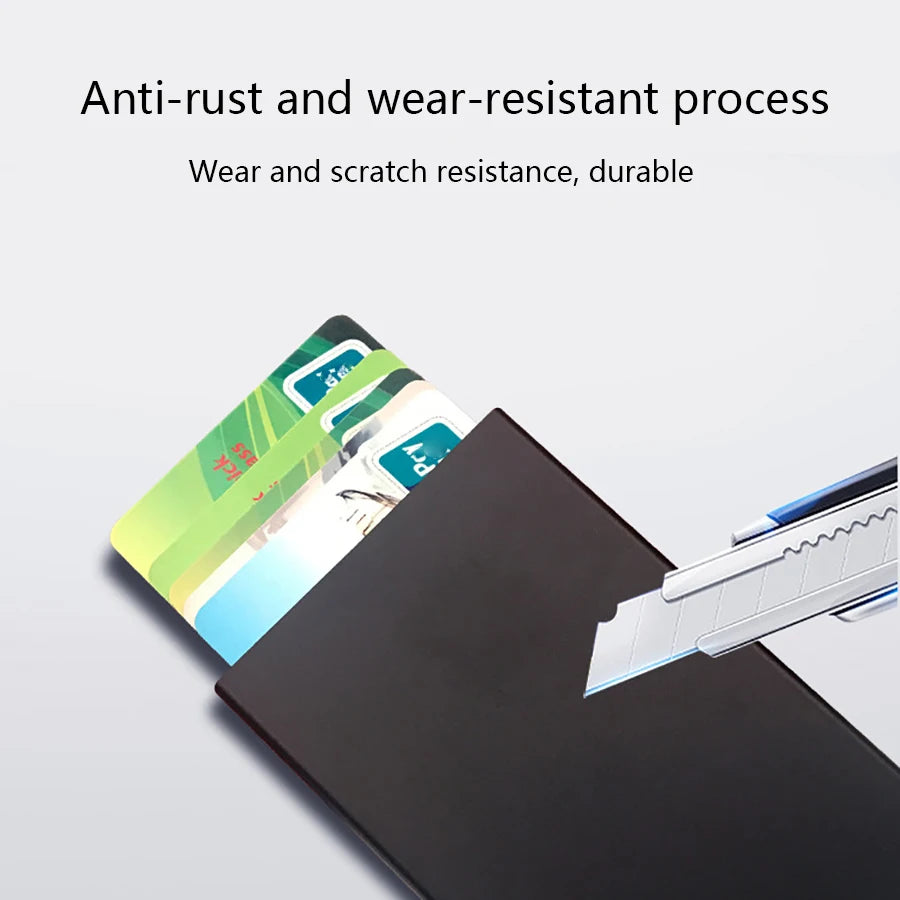 Rfid Smart Wallet Card Holder Metal Thin Slim Men Women Wallets Pop Up Minimalist Wallet Small Black Purse Vallet Walets for Men