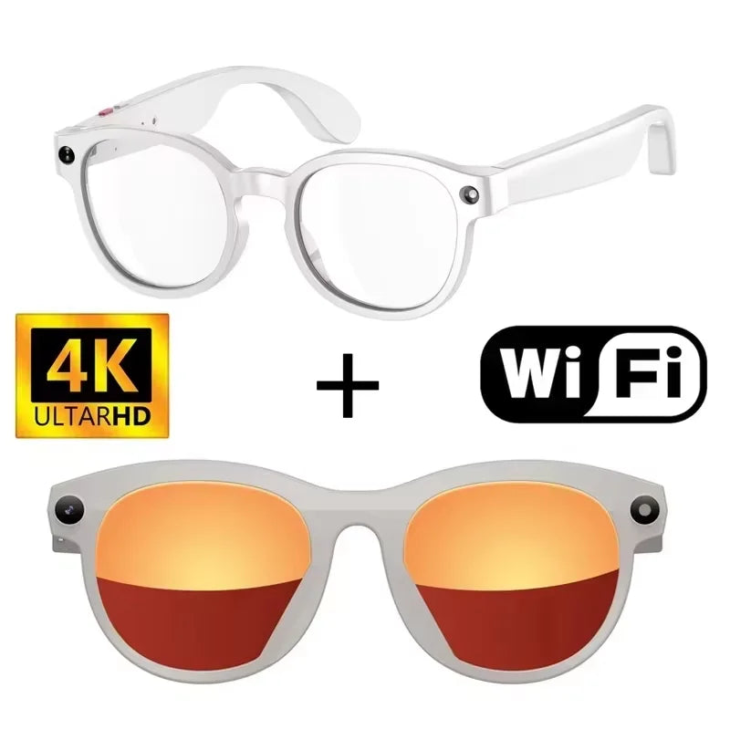 For Men Women Ai Smart Glasses 8MP 4k HD Camera Glasses AI Wake-up Bluetooth Music Audio Sunglass Language Translation