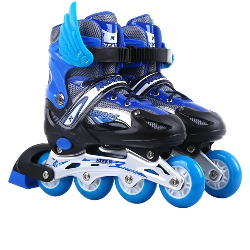 Skating shoes, children's flash straight row roller skating shoes, roller skating shoes, adjustable for both men and women