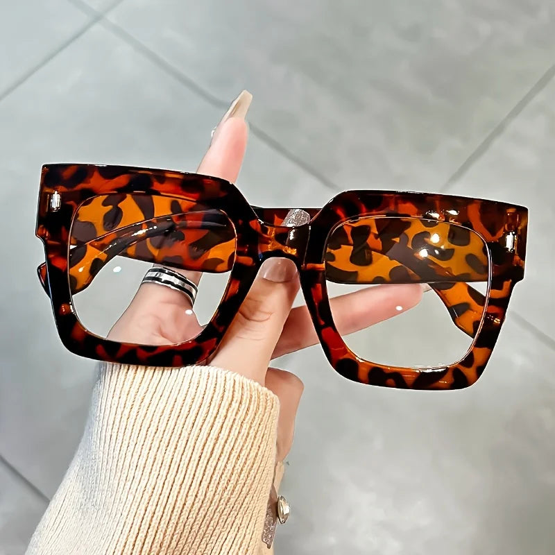 Vintage Glasses Square Full Rim Spectacles Unisex, Anti-Reflective Coating, Fashionable Transparent Lenses, Daily Wear Eyewear