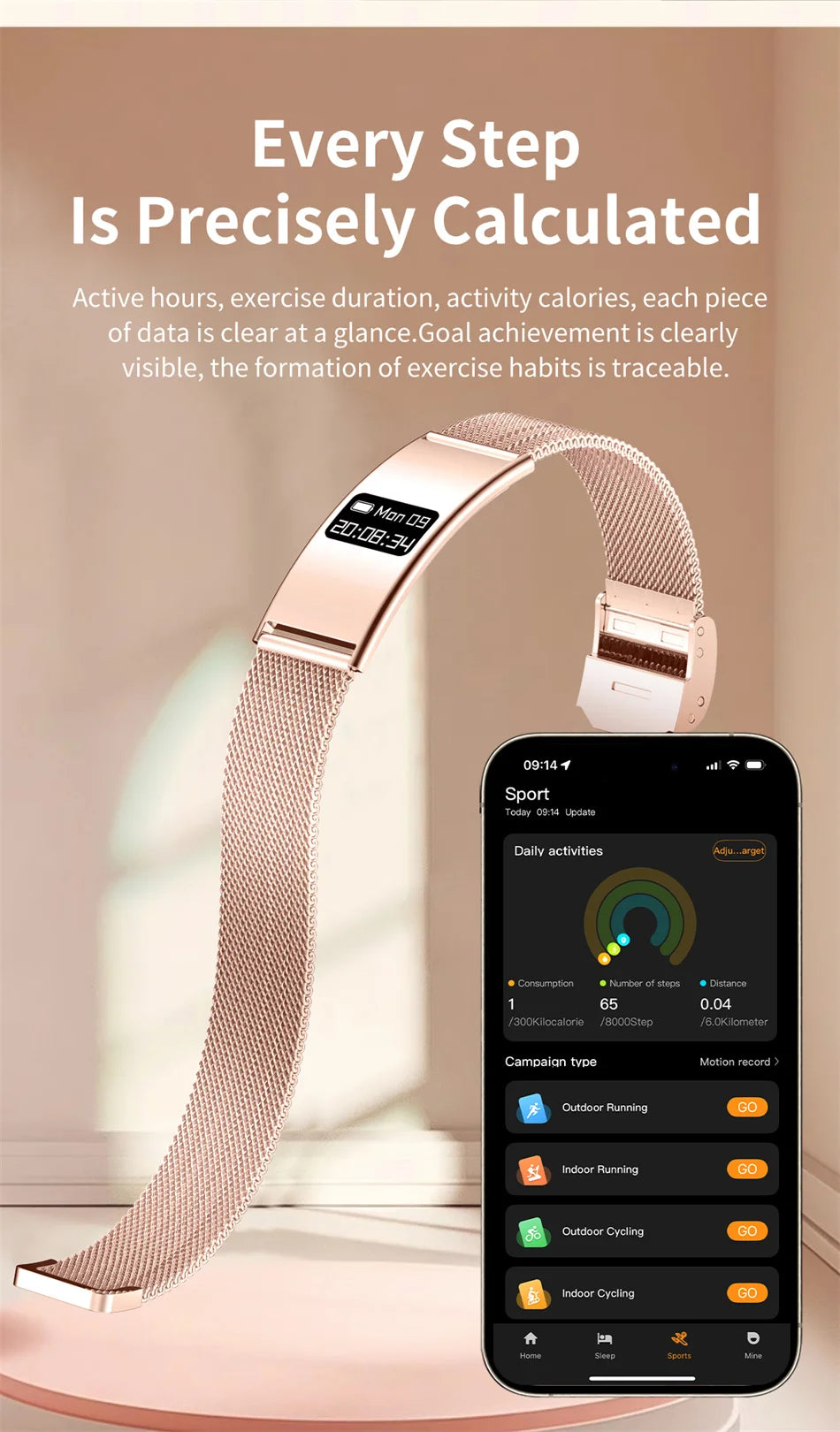 Men Women Smart Bracelet Heart Rate Sleep Monitor Health Smart Band Waterproof Sports Fitness Tracker Smartwatch For Android iOS