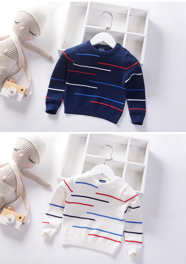 Striped Boys Sweaters Toddler Baby Pullover Cotton Children's Clothes