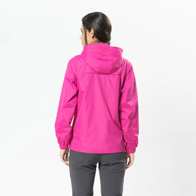 TRVLWEGO Women's Autumn Waterproof Rain Jacket Camping Lightweight Raincoat Hooded Hiking Jacket Softshell Windbreaker Coats