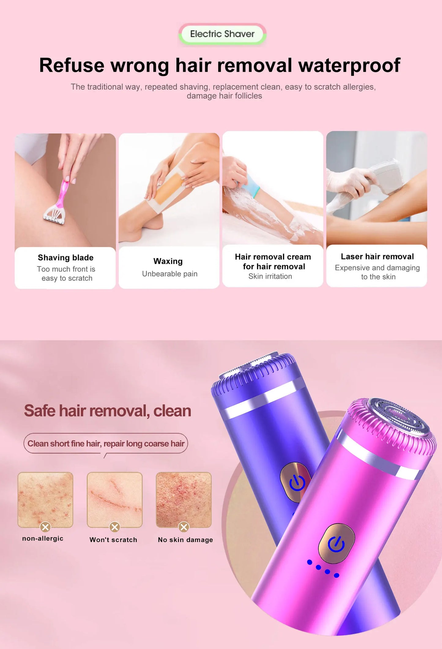 Facial Hair Remover for Women, Eyebrow Trimmer Nose Hair Mini Bikini Razor Precise Shaper, Portable Rechargeable Epilator for Li