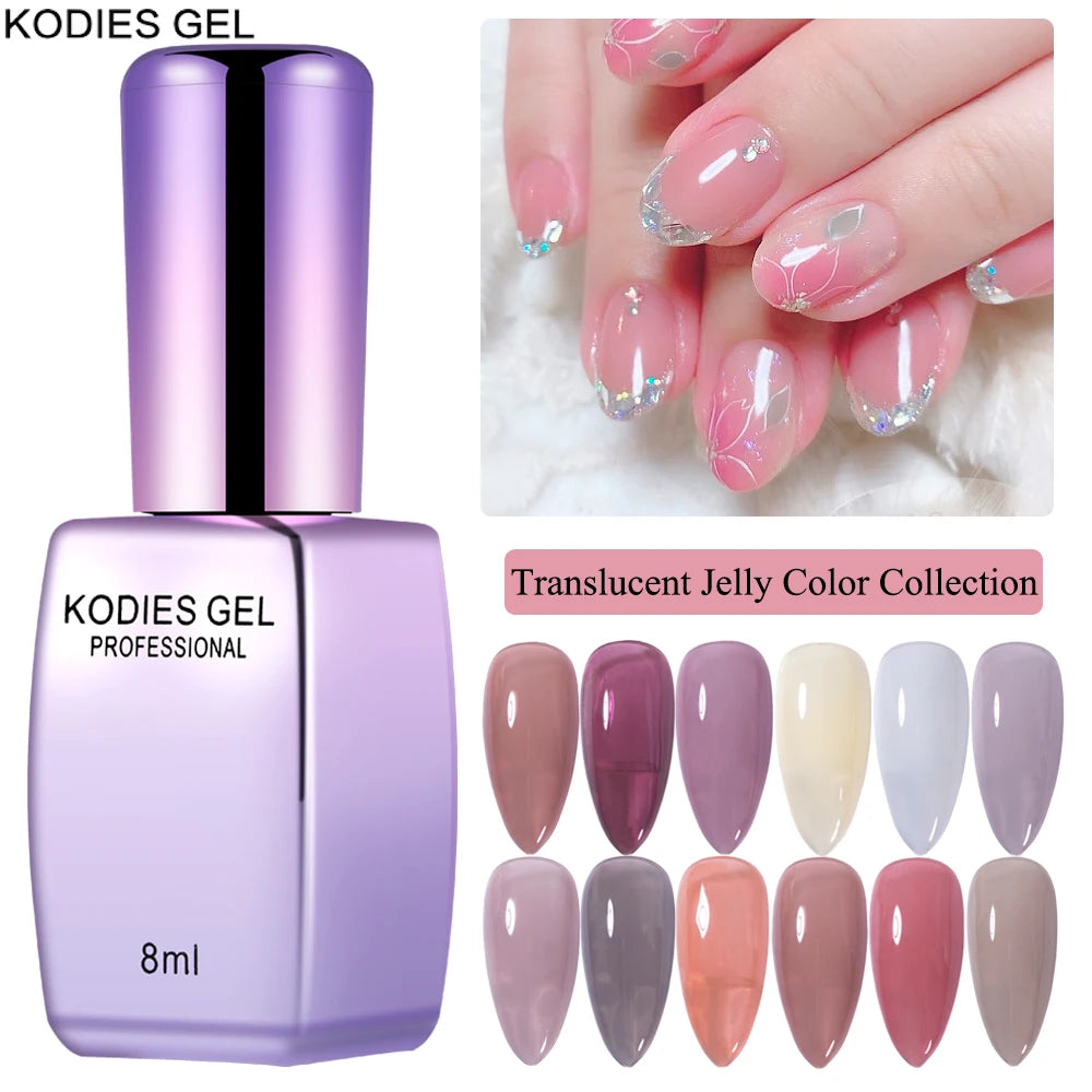 KODIES GEL New Gel Nail Polish 8ML Jelly Autumn Winter UV Semi Permanent Milky White Soft Nail Art Gels Varnish French Manicure