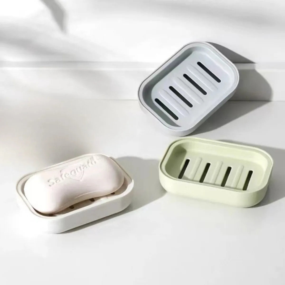 Double Layer Square Soap Dish with Cover Plastic Drain Toilet Soap Box Household Bathroom Travel Portable Creative Storage Box