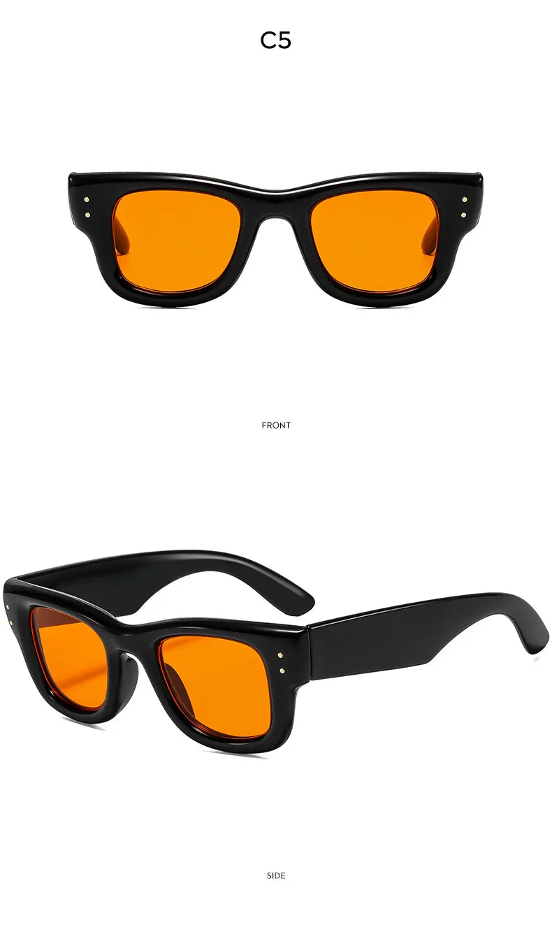 Fashion Vintage Square Rice Nail Women's Sunglasses Classic Punk Men Sunglass Outdoor Driving Travel Eyewear Female UV400 Lentes