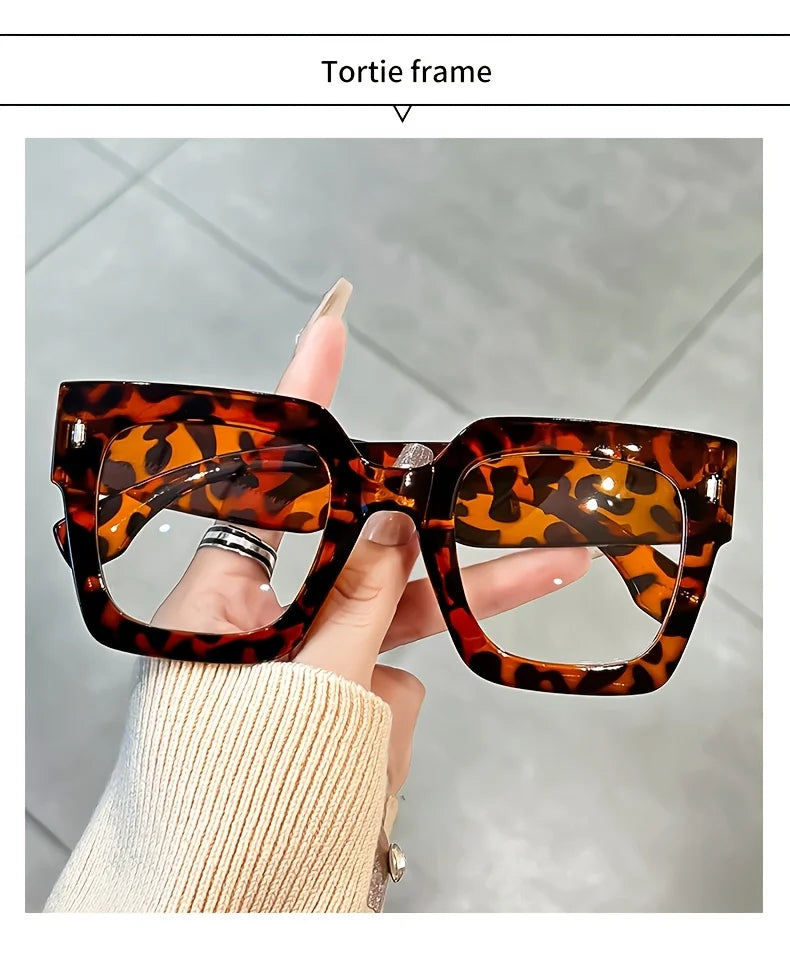 Vintage Glasses Square Full Rim Spectacles Unisex, Anti-Reflective Coating, Fashionable Transparent Lenses, Daily Wear Eyewear