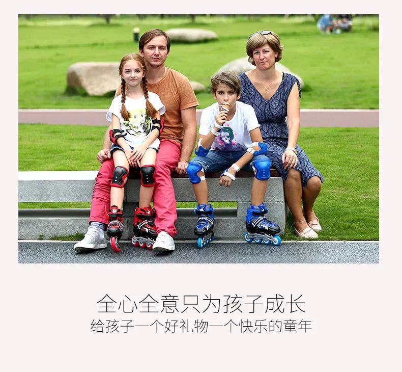 Skating shoes, children's flash straight row roller skating shoes, roller skating shoes, adjustable for both men and women
