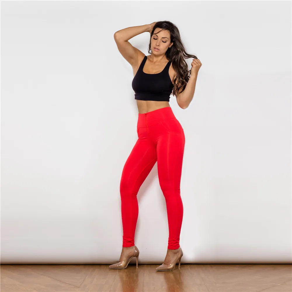 Shascullfites Red Fashion Pants Comfy Skin-fit Leggings High Rise Pencil Pants for Women Slim Hips Trendy Skinny Pants