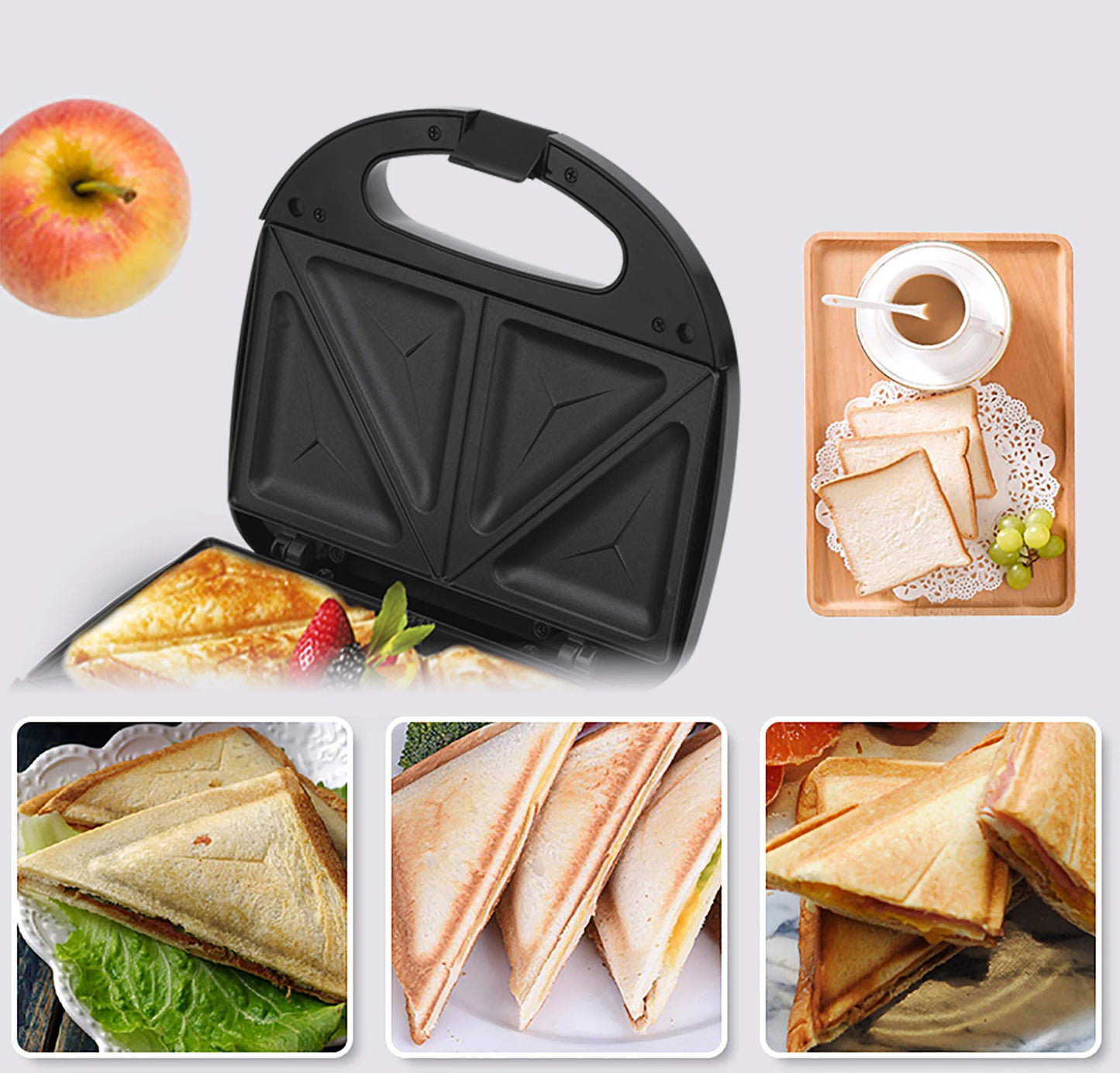 Electric Waffle Maker Panini 750W Sandwich Maker Cooking Kitchen Appliances Breakfast Waffles Machine Non-stick Iron Pan Sonifer