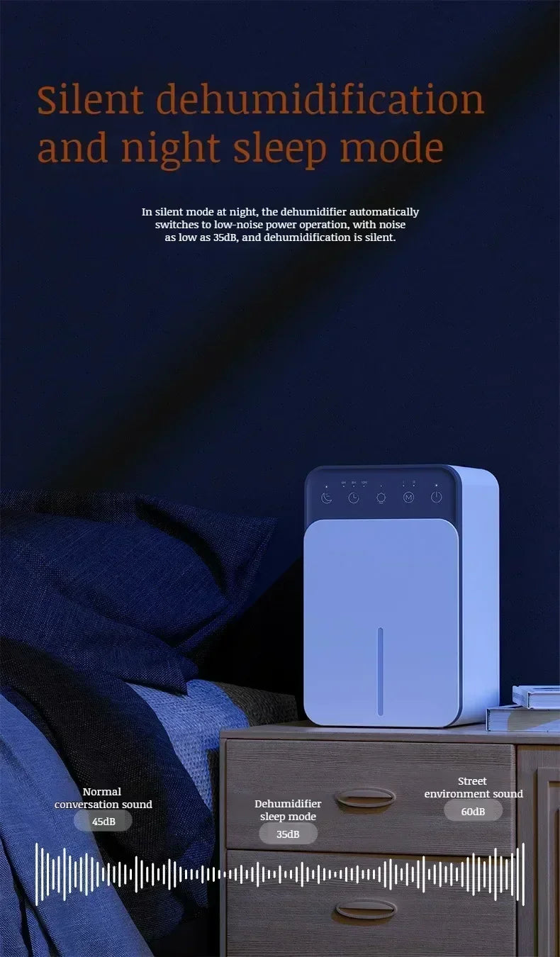 Portable Quiet Air Dehumidifier Moisture Absorber for Home Bedroom Office Kitchen EU Plug Compact Moisture Eliminator Deodorizer