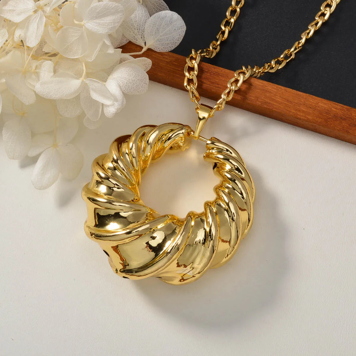 2pcs Men's Women's Jewelry Set Geometric Spiral Pattern Collar Pendant Earrings Hip Hop Punk Party Banquet Accessories Gifts