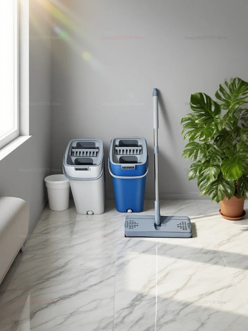 360 Degree Rotation Flat Floor Mop and Bucket Set Professional Home Hardwood Floor Cleaning System with Washable Microfiber Pads
