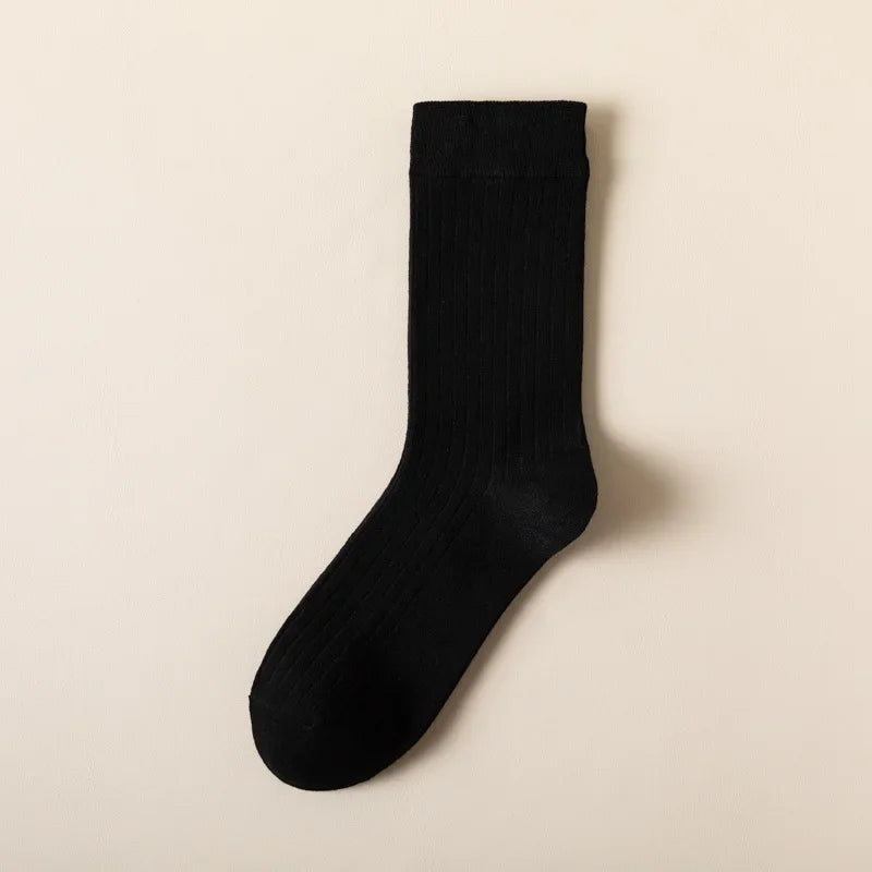 Men Cotton Socks High Quality Solid Color Business Crew Spring Autumn Knitting Mib Tube Ankle Long Breathable Casual Soft Socks