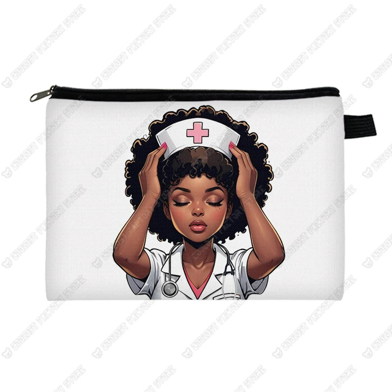 Genius Black Girl Cosmetic Case Musicians Astronauts Nurses Makeup Bags Lipstick Phone Napkin Storage Pouch Women Toiletries Bag