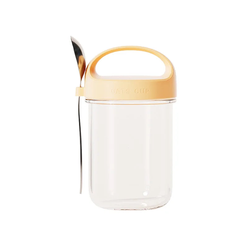 Overnight Oatmeal Cup Portable Breakfast Yogurt Storage with Covered Spoon Takeaway Sealed Salad Milk Milkshake Oatmeal Bottle