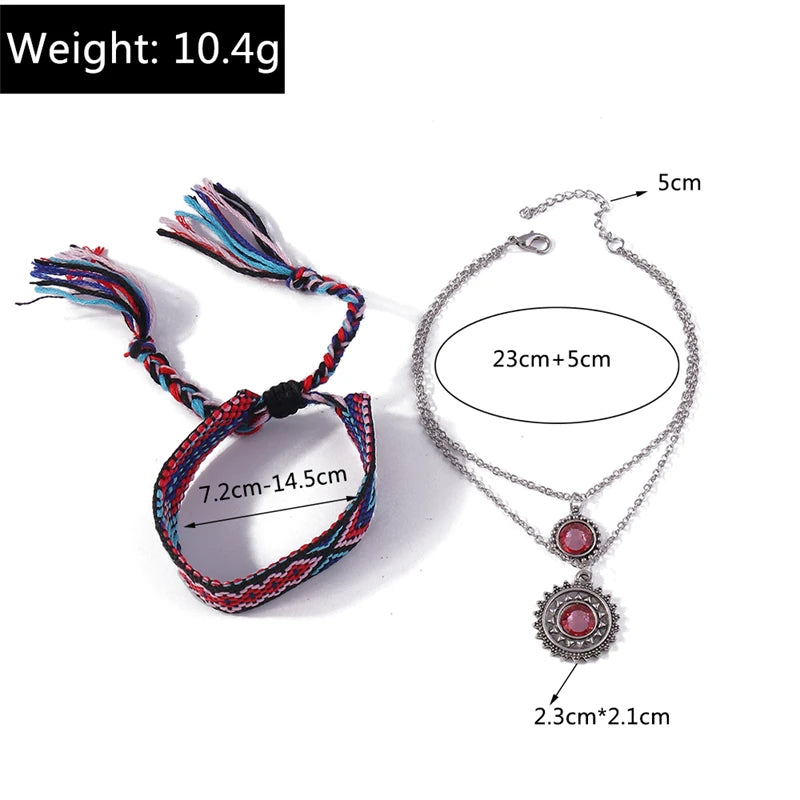 Bohemian Handmade Beads Anklets Embroidery Braided Ankle Bracelets Summer Beach On Leg Foot Chain Female Girls Jewelry Gifts
