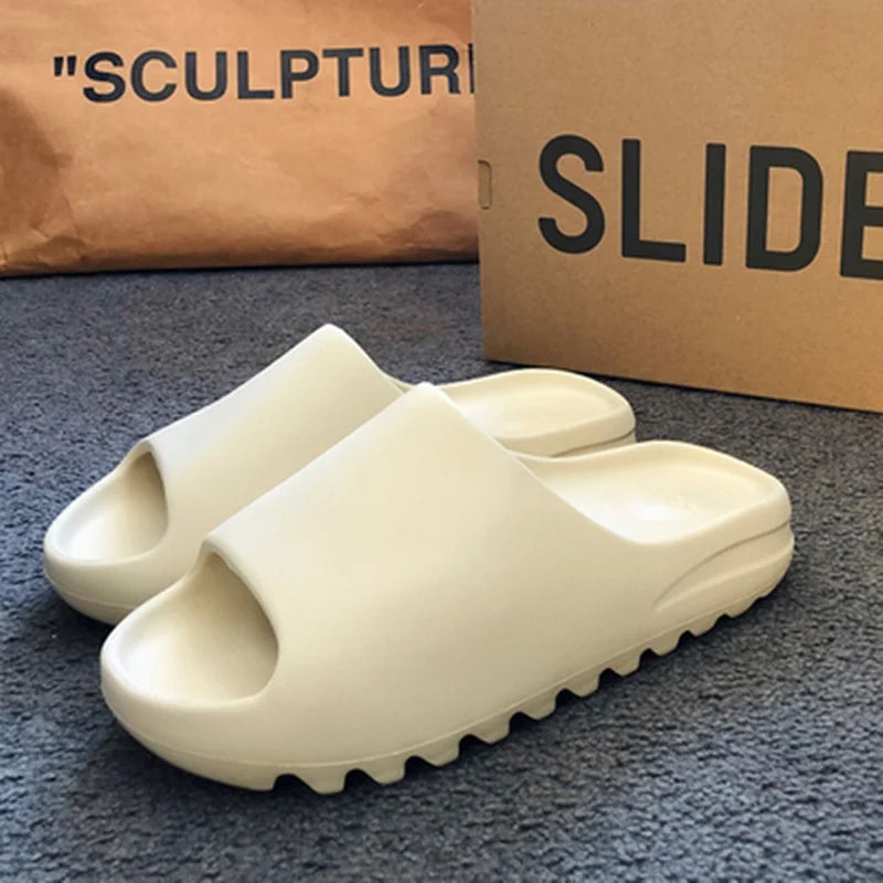 New Slippers Yezy Men'S Summer Thick Sole Large Size Sports Anti Slip Stepping Sensation Coconut Cool Slippers Women'S Summer