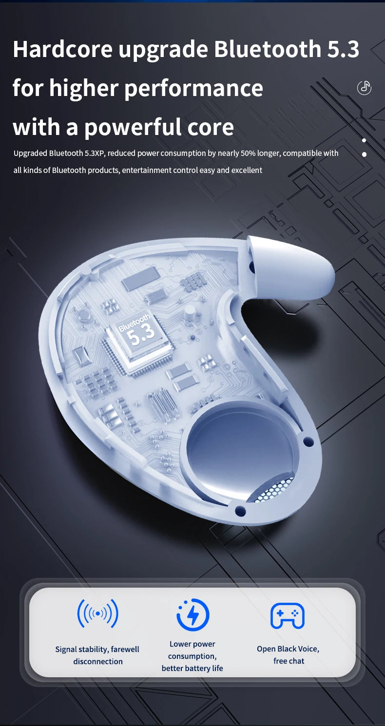Sleep Invisible Stereo Headset IPX5 Waterproof Wireless Bluetooth Earphone Earbuds with Mic for Phone Bluetooth 5.3 Headphones