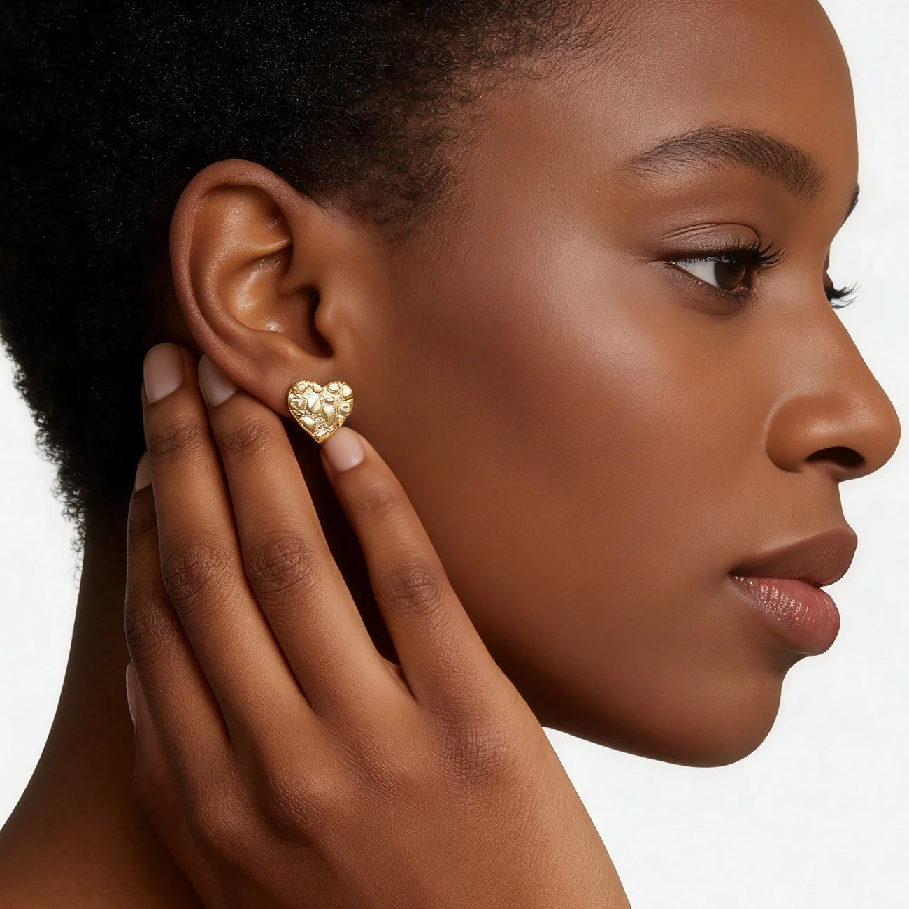 14k Gold Plated 12mm round Stud Earrings for Men And Women Fashion Jewelry Irregular Geometric Shape Gold Nugget Earrings