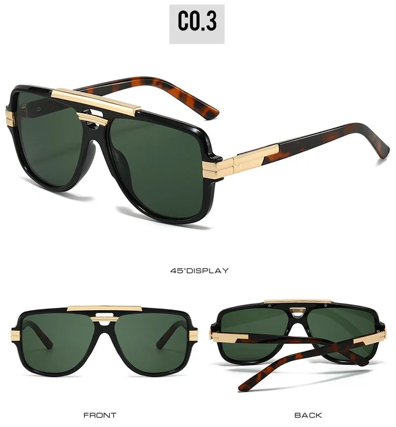 SO&EI Retro Square Double Bridges Men Sunglasses Fashion Brand Designer Shades UV400 Women Gradient Sun Glasses