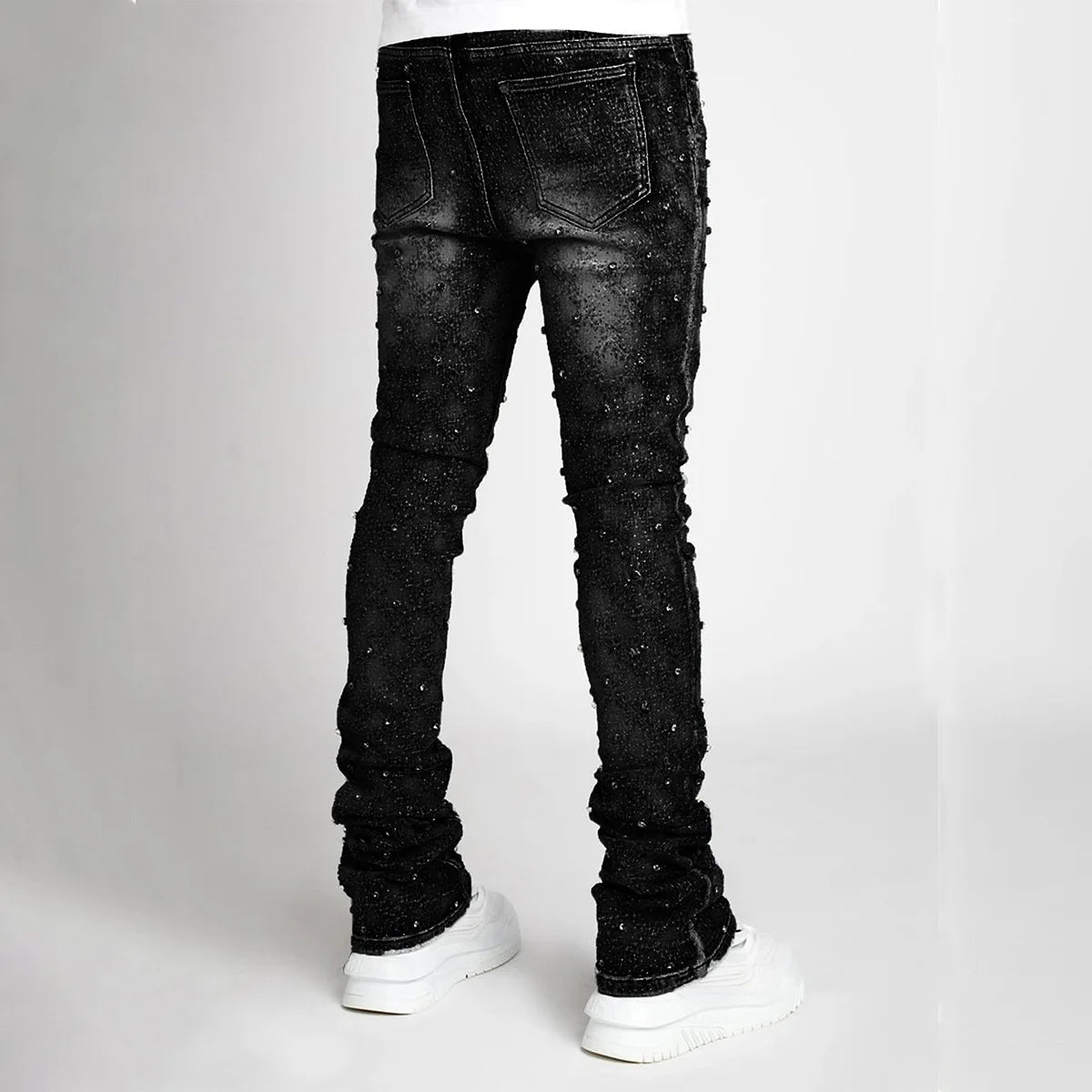 Jeans Denim Men Long Pants Flare Pant Hole Sheath High Waist Casual Punk Gothic Streetwear Straight Trousers Autumn Winter