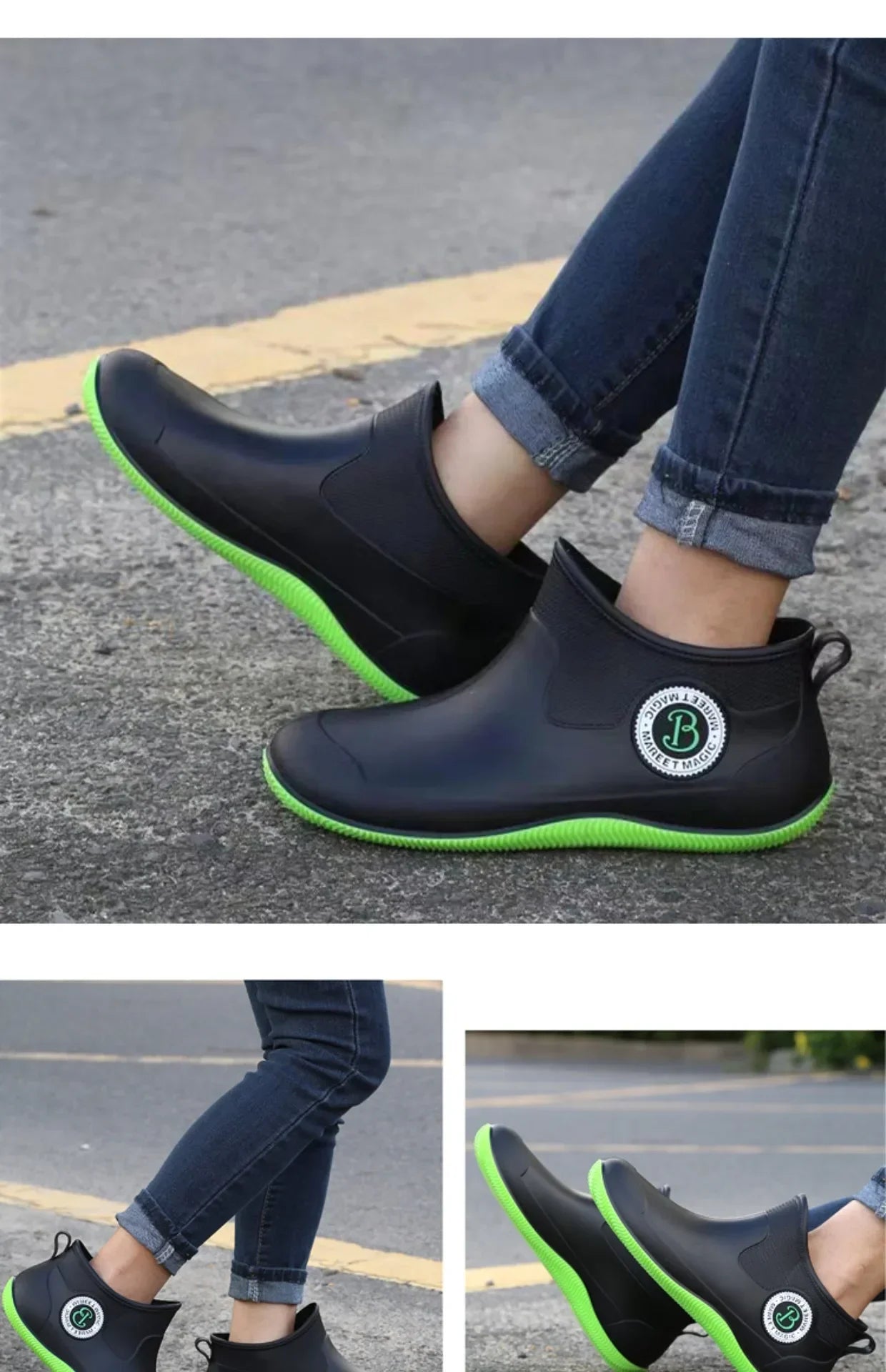 Fashion Rain Boots Men's Short Delivery Riders Galoshes Plus Cotton Waterproof Winter Shoes