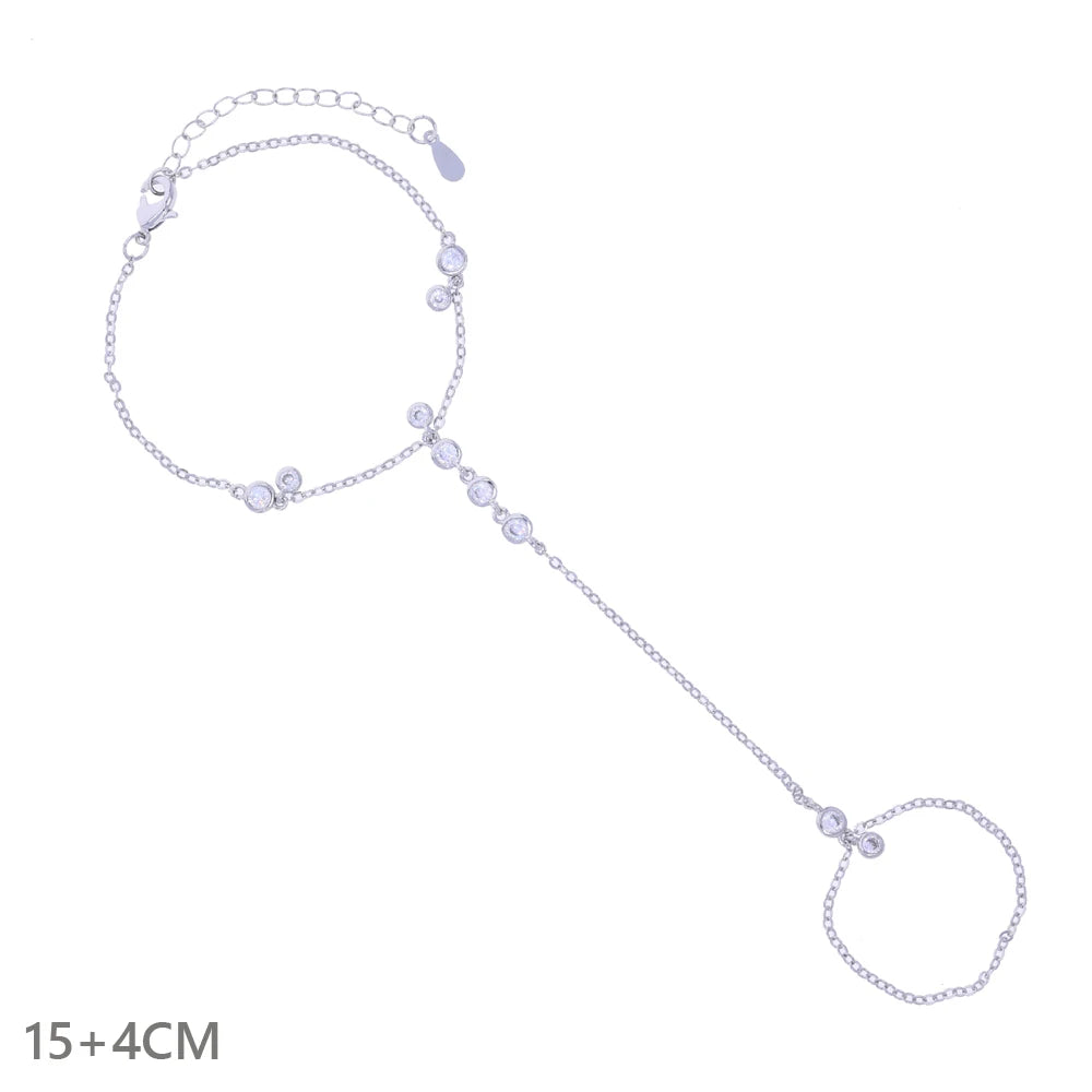 New Iced Out Oval CZ Choker Bracelet Silver Color Bling Lariat Long Bar Round Stone Long Tassel Bangle Women Jewelry