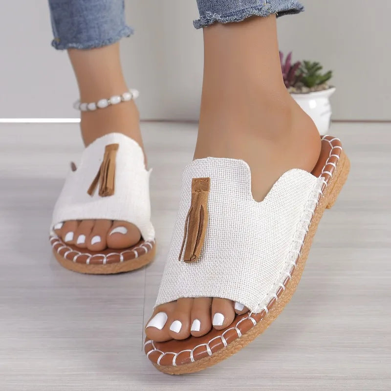 Large Platform Slippers for Women 2025 Summer New European and American Fringe Beach Women's Shoes 43 Zapatos De Mujer Sandals