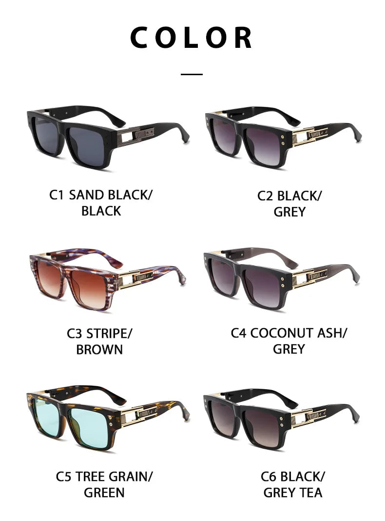 2025 New Square Retro Glasses Men Women Fashion Luxury Original Designer Sun Glasses Male Reflective Lens Gafas De Sol UV400