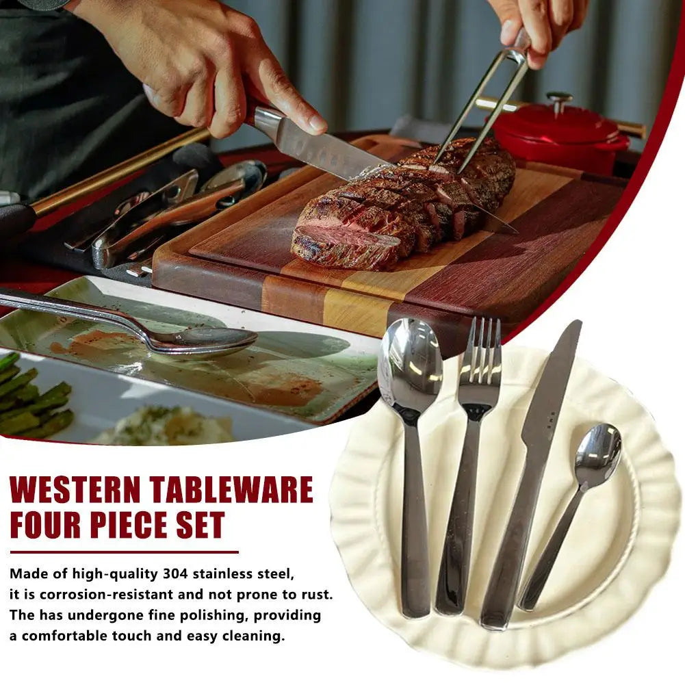 4pcs Italian High Quality Stainless Steel Fork Spoon Knife Set Western Tableware Dessert Spoon Polishing Cutlery Kitchen Gifts