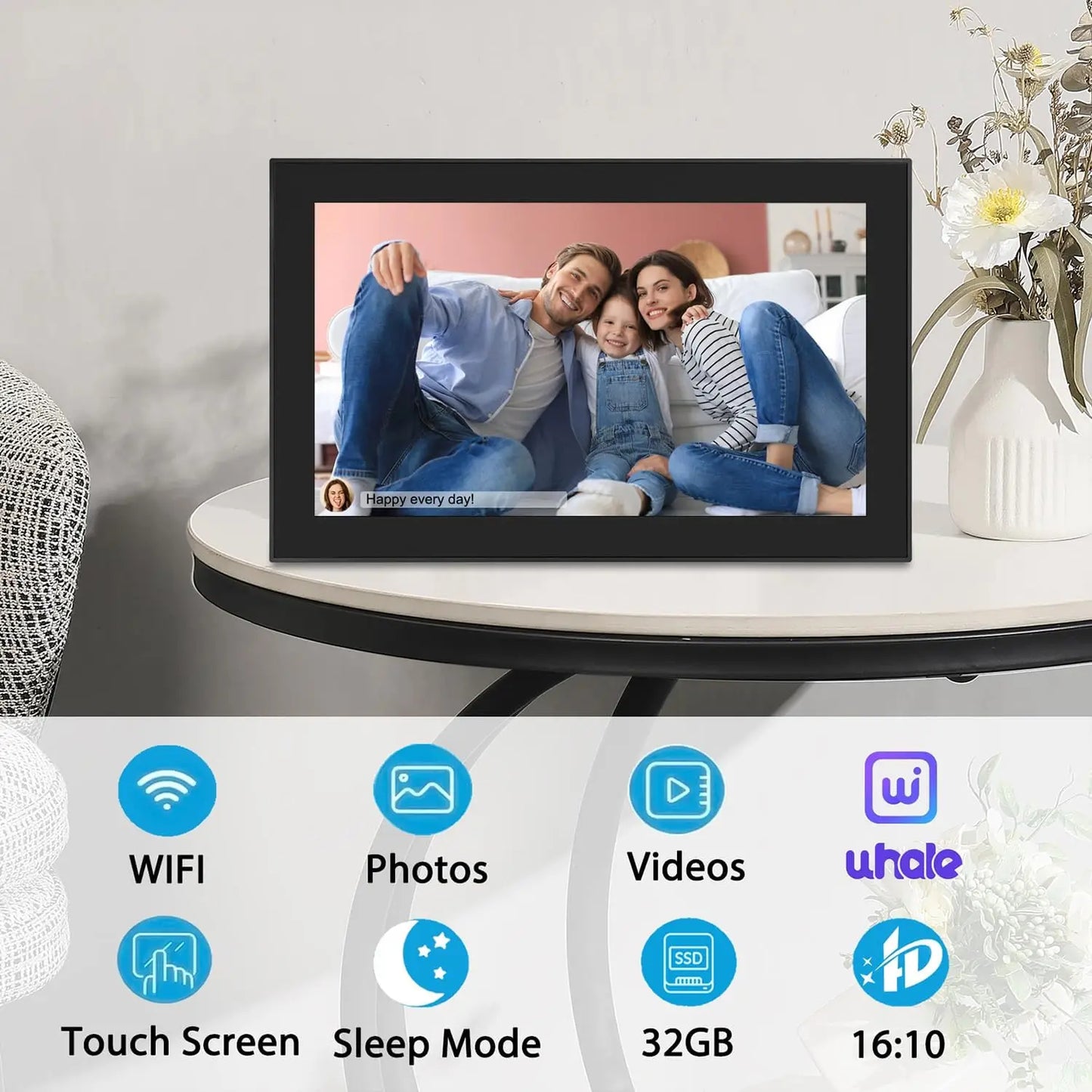 15.6 inch built in 32GB WiFi Large touch ips digital photo frame 1920*1080 Digital Frame via Uhale app