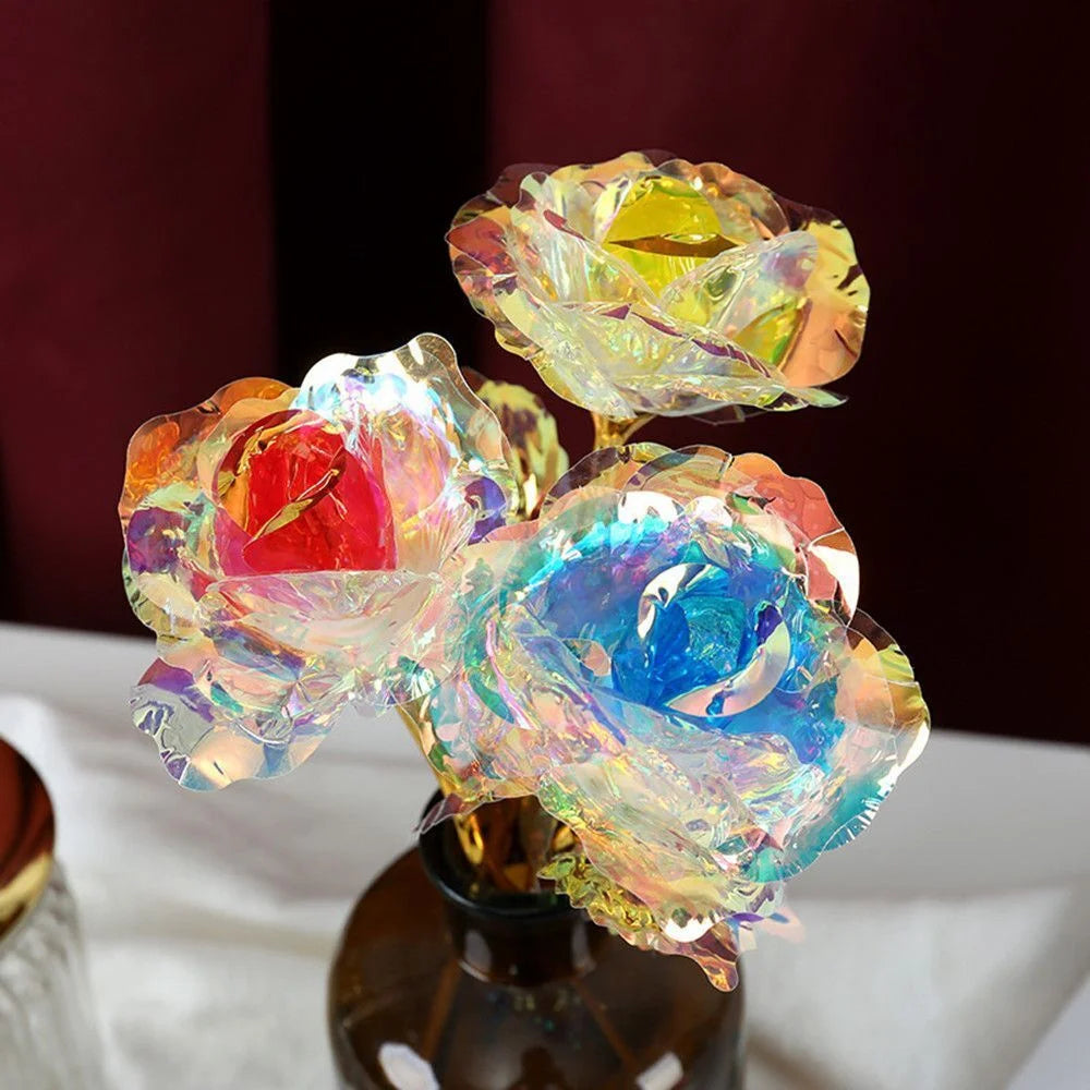 Led Valentine's Day Mother's Day Gift 24K Foil Plated Roses Artifical Flowers Wedding Decor Lover Lighting Roses Creative Gift