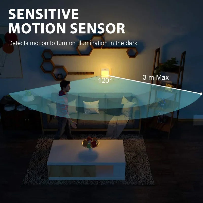 Night Light Motion Sensor With LED Light EU Plug Lamps Children'S Night Light Wireless Night Lamp For Bedside Table Bedroom