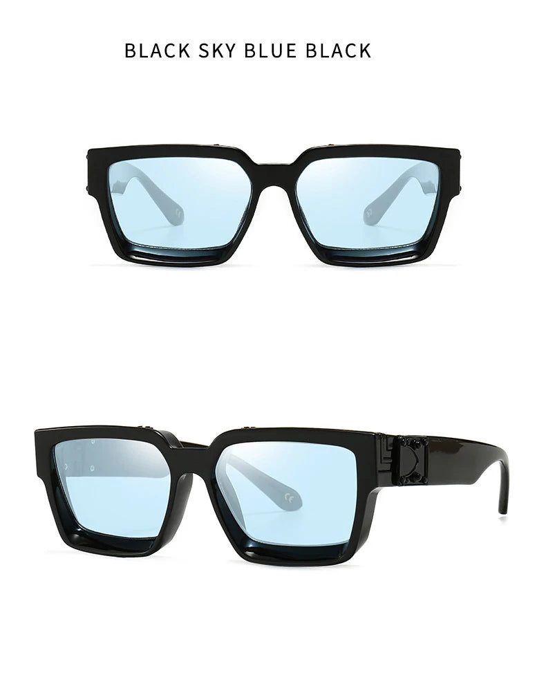 2024 Brand Rectangle Sunglasses Women Men Shades Retro Square Black Sun Glasses Eyewear Trendy Punk Eyeglasses For Male UV400