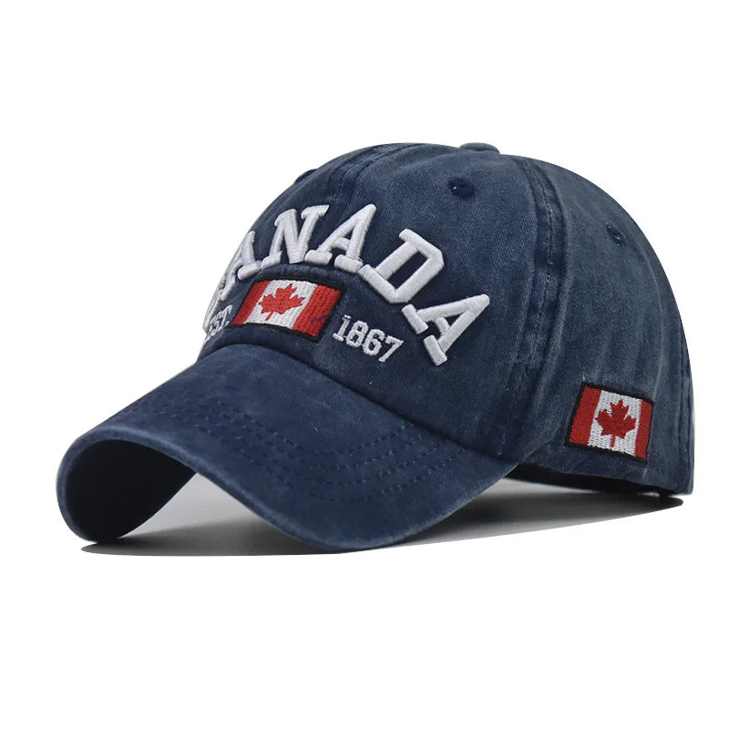 Baseball Cap CANADA Letter Embroidery Leisure Fashion Sun hat Spring Autumn Washed denim baseball Sport cap Hip Hop Fitted Cap