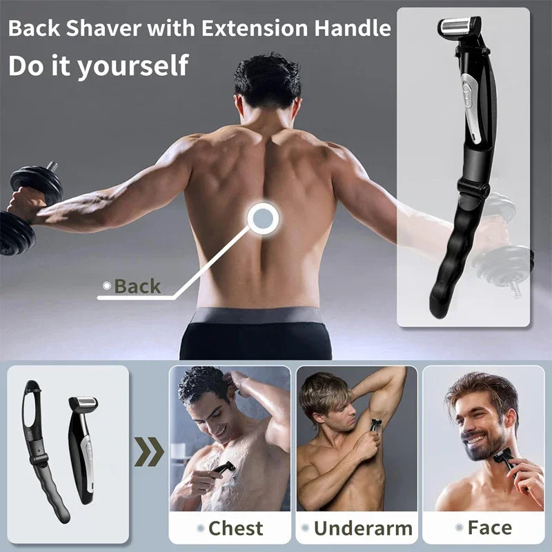 Back Shavers for Men Body Groomers Painless Hair Remover for Men Epilator Shaver Back Face Long Handle Portable Shaver Body Care