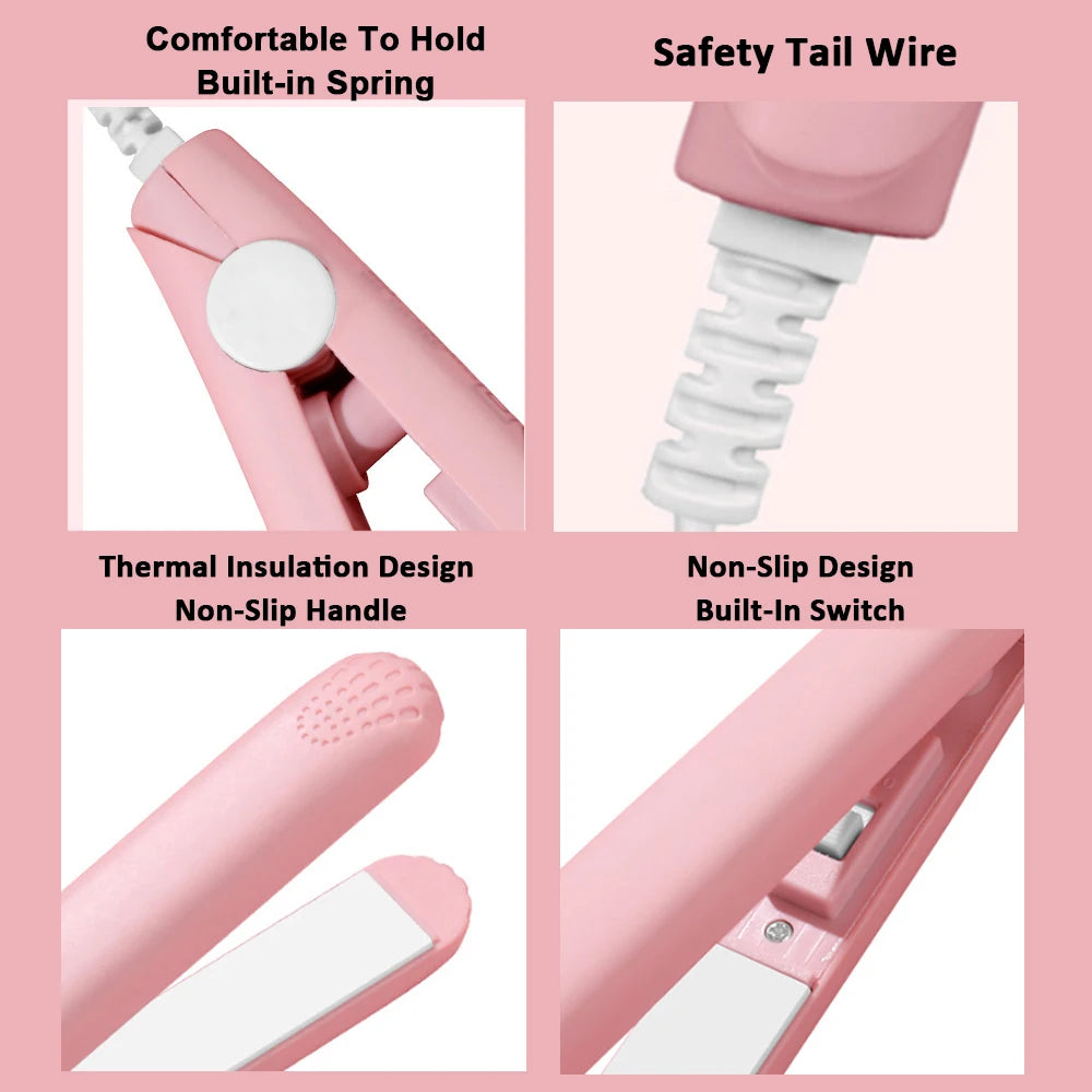 Pink Ceramic Flat Iron Hair Straightener For Smooth Finish Ceramic Floating Plates Quick Heat Up Pro Salon Curler Hair Wand