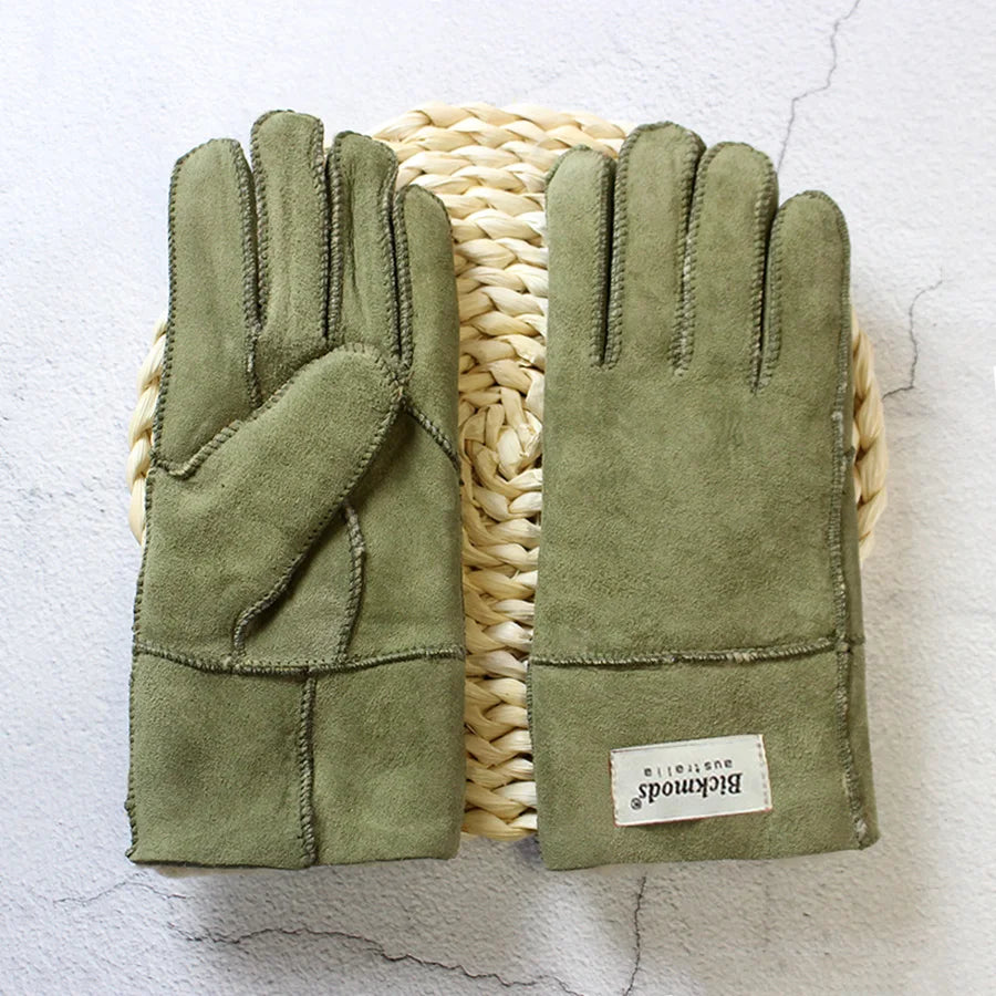 Winter Thickened Children's Sheepskin Fur Gloves Boys and Girls Windproof Warm Students Cold-Proof Leather Finger Gloves