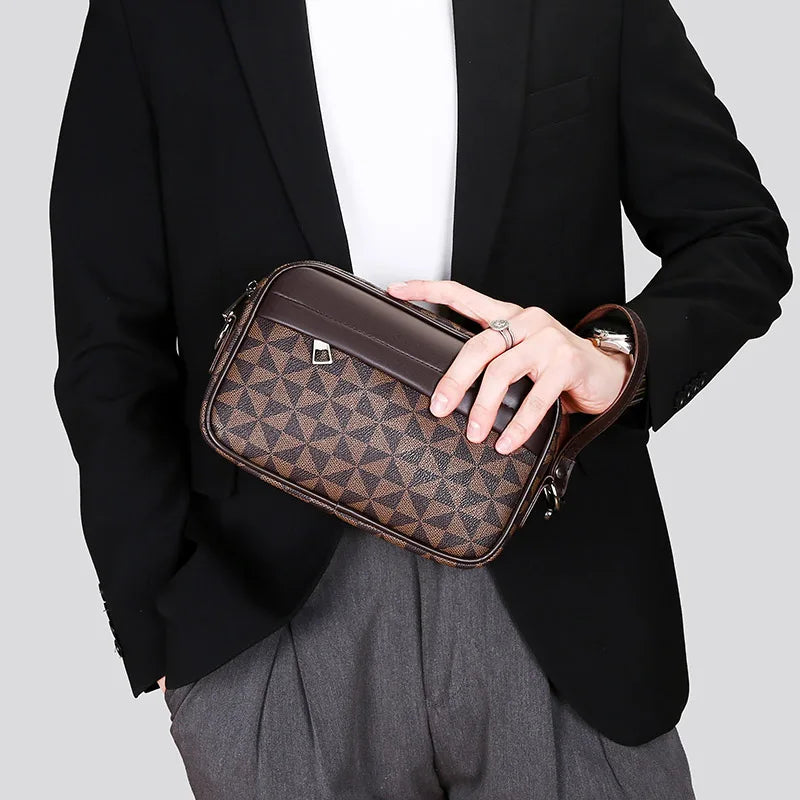 Top-quality PU Leather Men Waist Packs Business Crossbody Bags for Male Fashion Travel Storage Phone Shoulder Bags Clutch Bag
