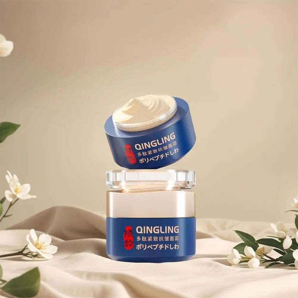 QINGLING Anti Wrinkle Face Cream Polypeptide Firms Skin Texture & Lightens Fine Lines Rejuvenating Repair For Morning Night