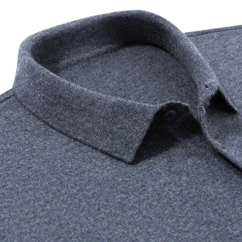 100% Australian Merino Wool Sweater, 360g Thickened Anti-Pilling, Polo Collar Gold Quality Pullover