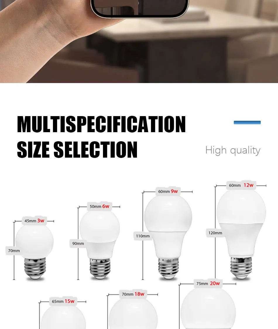 4PCS LED bulbs E27 AC220V indoor bulbs Cool white and Warm white power 20W 18W 15W 12W 9W 6W smd2835 Lampada Living LED Bombilla