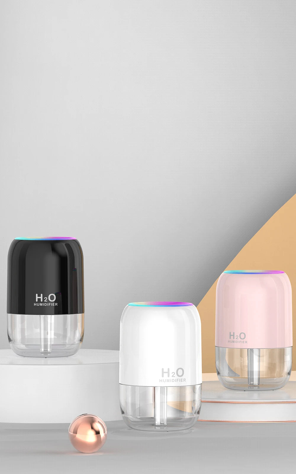 Colorful Cool Mist Mini Humidifier 300ml USB Personal Desktop Humidifiers for Car Office Home Travel, Auto Shut-Off 2 Mist Modes